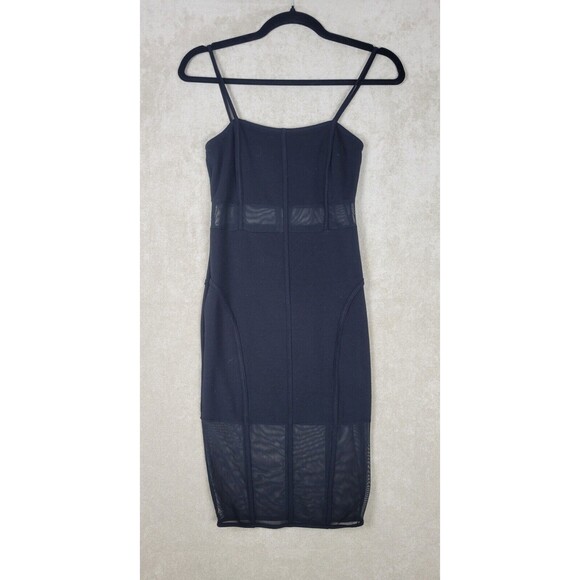K Too Women's Sleeveless Dress Black Mesh Panels Size Small Zipper Back - Picture 1 of 11
